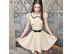 時(shí)尚女裝 時(shí)尚達(dá)人daren1314.com米色鑲拼蕾絲連衣裙-- 購(gòu)物狂人網(wǎng)