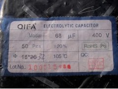 原裝正品，廠家直銷400v68UF（18*32）-- 廣奇發電子有限公司